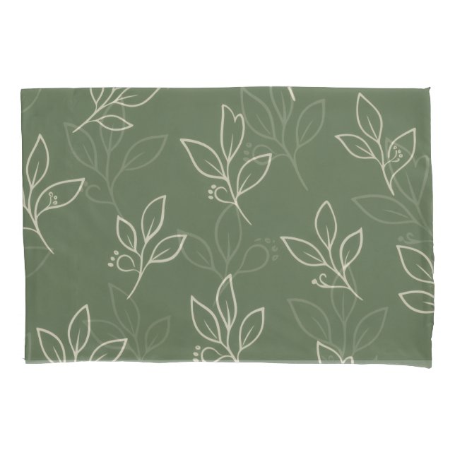 Housse D'oreillers Green Leaf Pillowcase Set (devant-gauche)