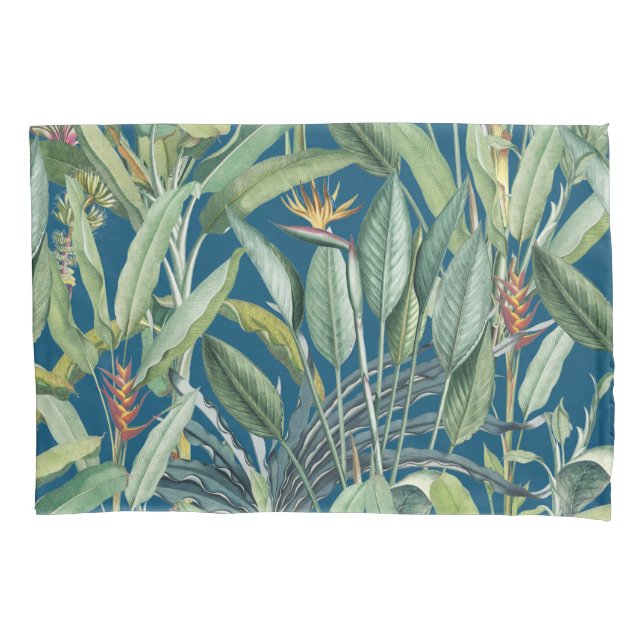 Housse D'oreillers Green Tropical Jungle Banana Tree Strelitzia (devant)
