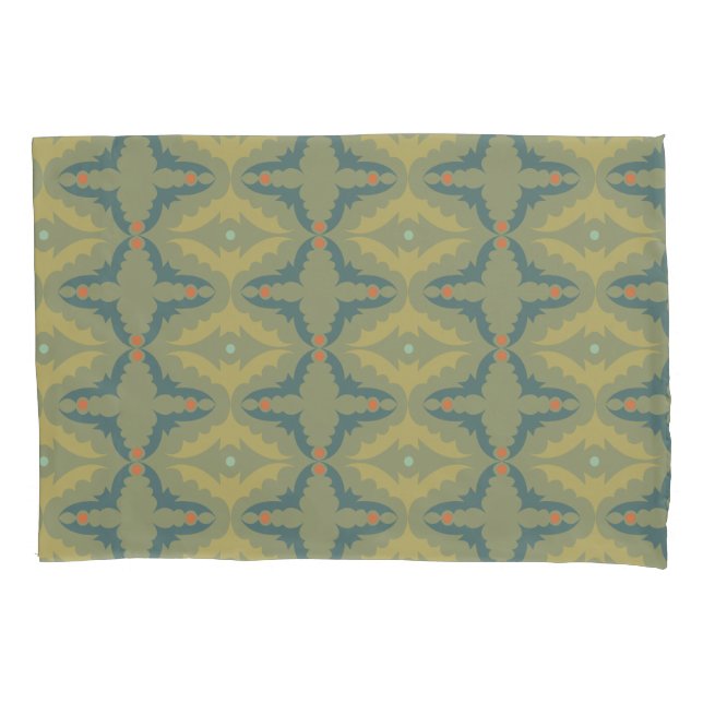Housse D'oreillers Greenish Retro Vintage Pattern (devant-gauche)