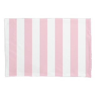 Housse D'oreillers Grilles Verticales Bébé Rose Et Blanc Gratté