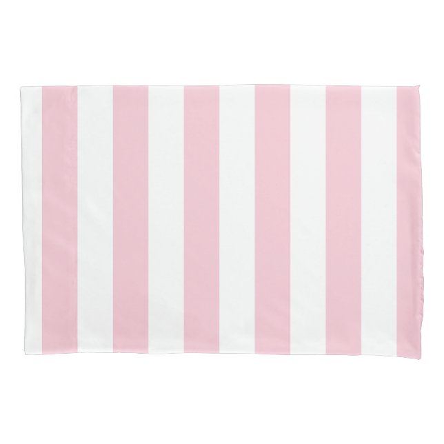 Housse D'oreillers Grilles Verticales Bébé Rose Et Blanc Gratté (devant)