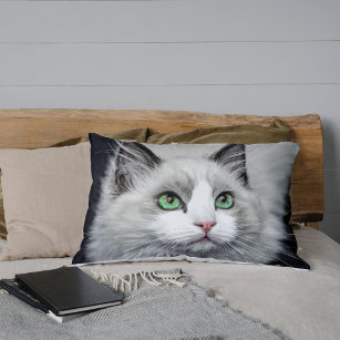 Housse D'oreillers Gris Chat Green Eyes Coussin Coque