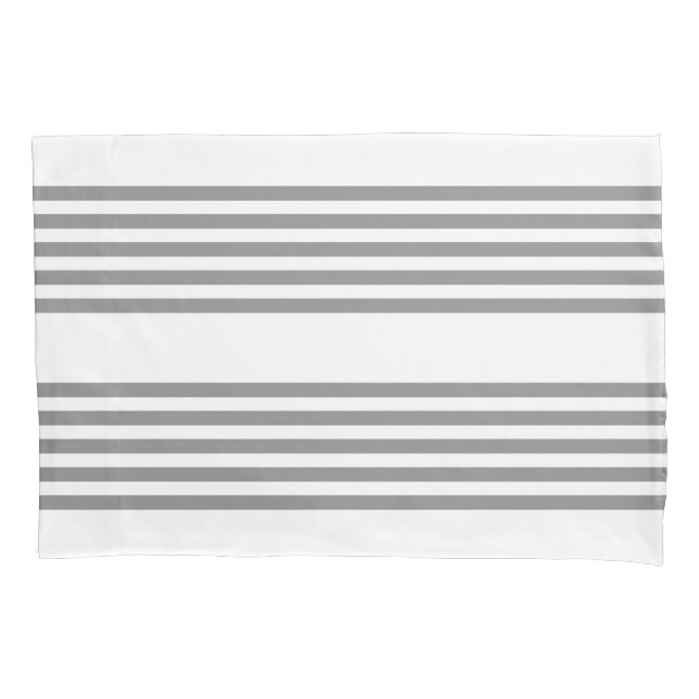 Housse D'oreillers Gris et blanc cinq bandes motif (devant)