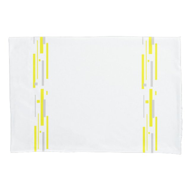 Housse D'oreillers Gris Jaune Blocs Art Abstrait (devant)