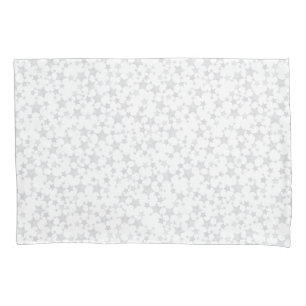 Housse D'oreillers Gris pâle sur blanc   Motif d'étoiles d'impression