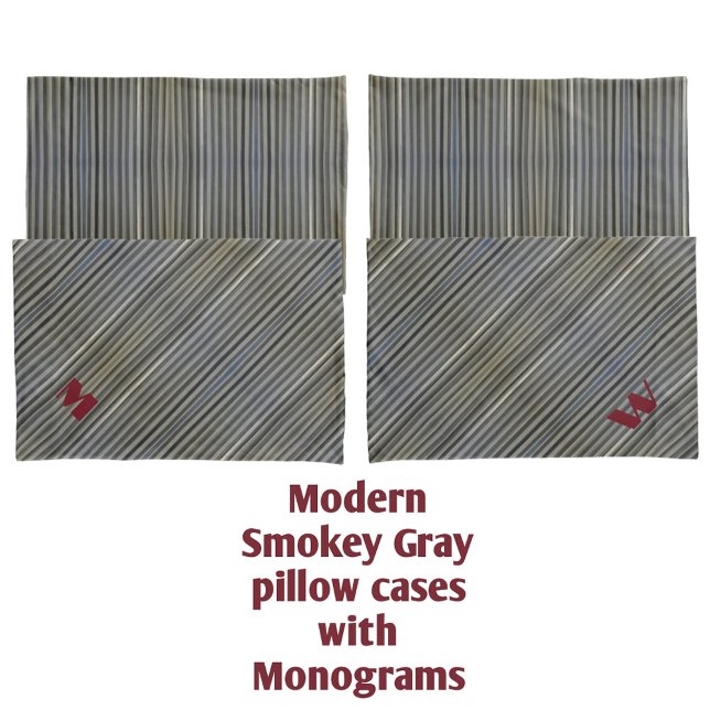 Housse D'oreillers Gris Smokey Monochromatique rayures Monochromatiqu (Créateur téléchargé)