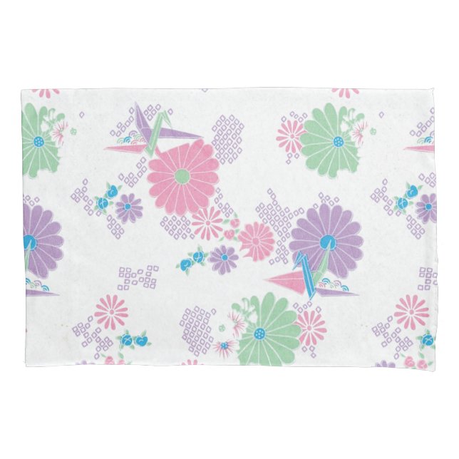 Housse D'oreillers Grues et fleurs en papier d'origine (devant)