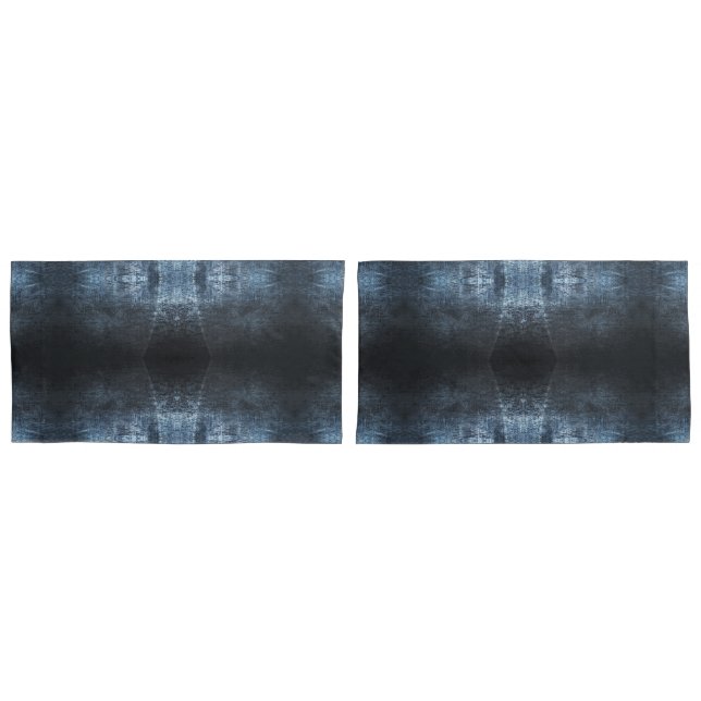 Housse D'oreillers Grunge Bleu Gris Métal (devant-Set)