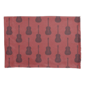 Housse D'oreillers Guitare acoustique grungeuse pois tonals rouge