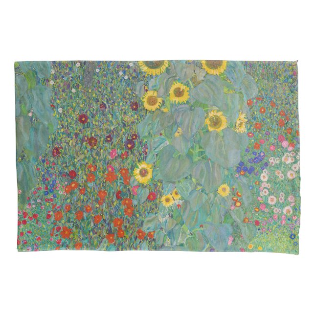 Housse D'oreillers Gustav Klimt - Jardin de campagne avec tournesols (devant)