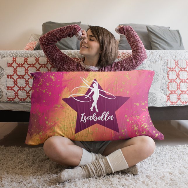 Housse D'oreillers Gymnastique Monogramme Nom Parties scintillant Or (Créateur téléchargé)