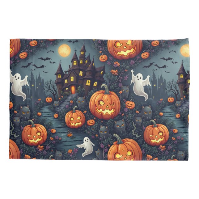 Housse D'oreillers Halloween éffrayant Haunween Couverture Coussin de (Dos)