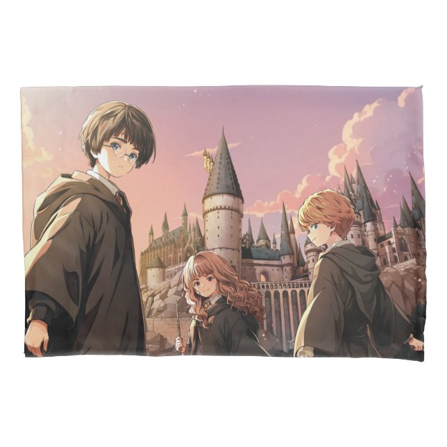 Housse D'oreillers HARRY POTTER™ Hermione & Ron HOGWARTS™ Scène d'ani (devant)