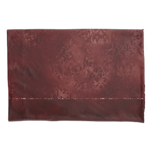 Housse D'oreillers Henné Romance Red Satiny Grunge Damask