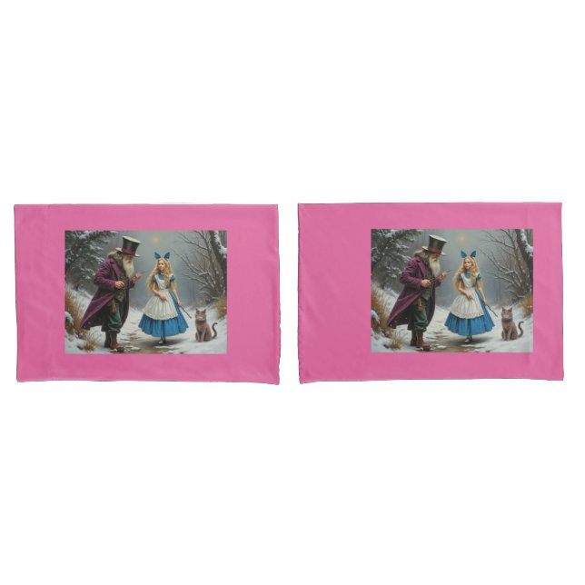 Housse D'oreillers Hiver Alice rose standard orecase paire (devant-Set)