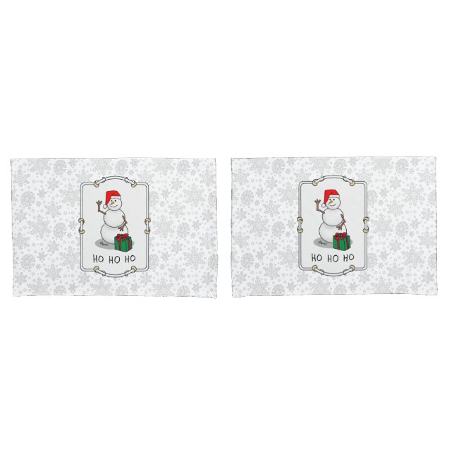 Housse D'oreillers Ho Ho Joyeux Noël Père Noël mignonne Snowman (devant-Set)