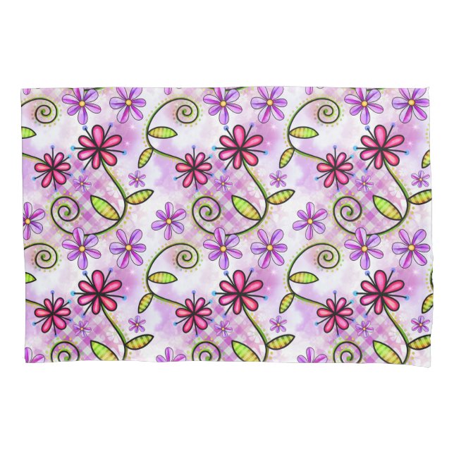 Housse D'oreillers Holographique Arc-en-ciel - Collage floral (devant)