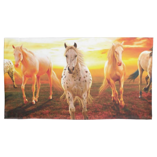 Housse D'oreillers Horses at sunset throw pillow (devant-gauche)