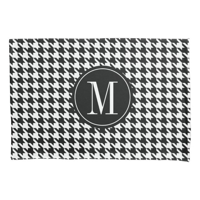 Housse D'oreillers Houndstooth motif monogramme (devant)