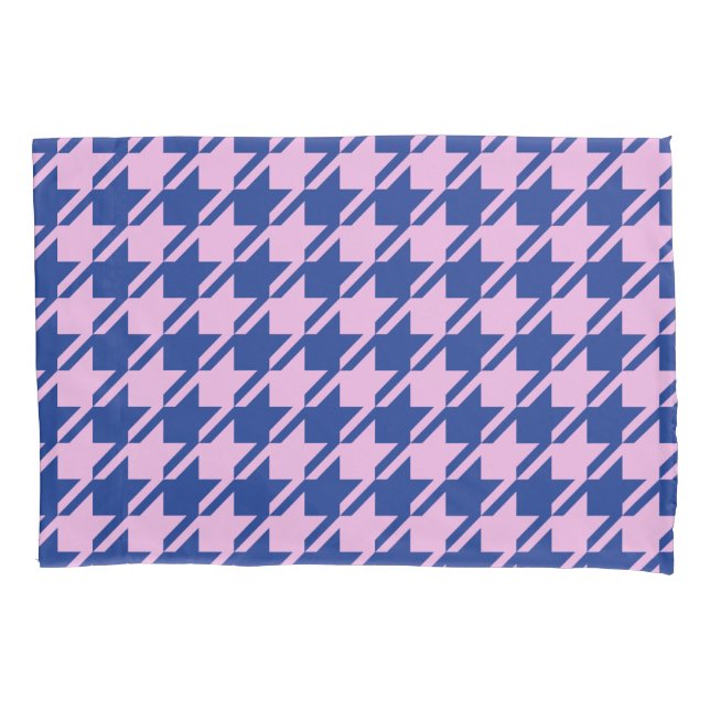 Housse D'oreillers Houndstooth rose+Blue Big Motif (devant)