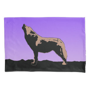 Housse D'oreillers Howling Wolf at Sunset - Art faunique original