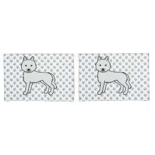 Housse D'oreillers Husky Sibérien Blanc Chien de Dessin Animé Et Patt