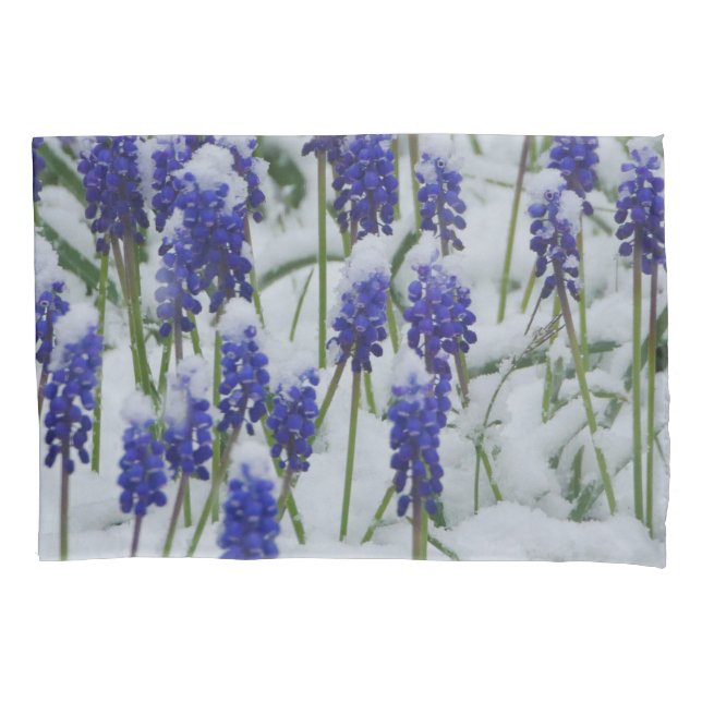 Housse D'oreillers Hyacinthes de raisin en Oreiller de neige (devant)