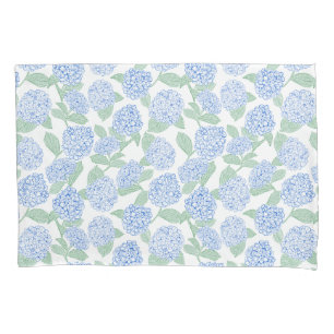 Housse D'oreillers Hydrangea Florale Bleue et Verte