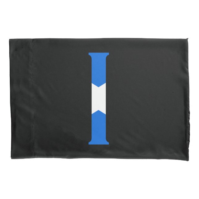 Housse D'oreillers I Monogramme superposé sur le drapeau écossais (devant)