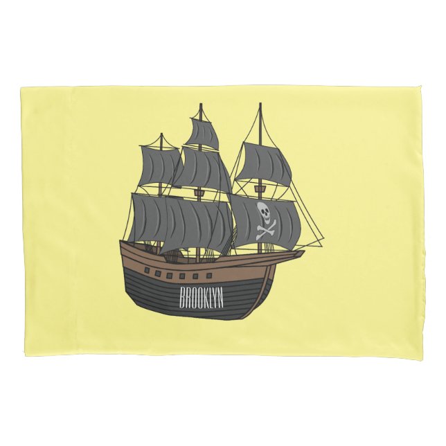 Housse D'oreillers Illustration de bateau pirate (devant)