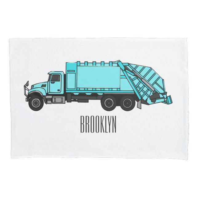 Housse D'oreillers Illustration de camion à ordures (devant)