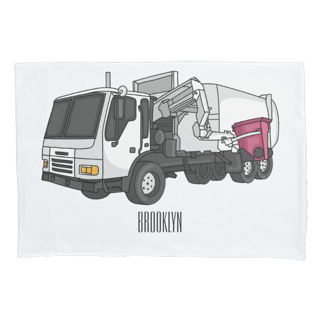 Housse D'oreillers Illustration de camion à ordures (devant)