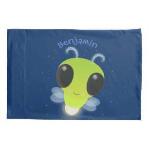 Housse D'oreillers Illustration de cartoon d'un luciole vert mignon