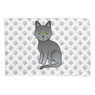 Housse D'oreillers Illustration de chat de dessin animé mignon bleu r