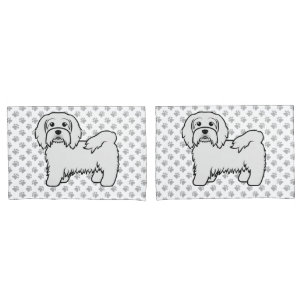 Housse D'oreillers Illustration de chien de dessin animé havanais bla
