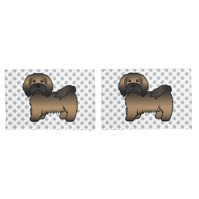 Housse D'oreillers Illustration de chien de dessin animé mignon Havan (devant-Set)