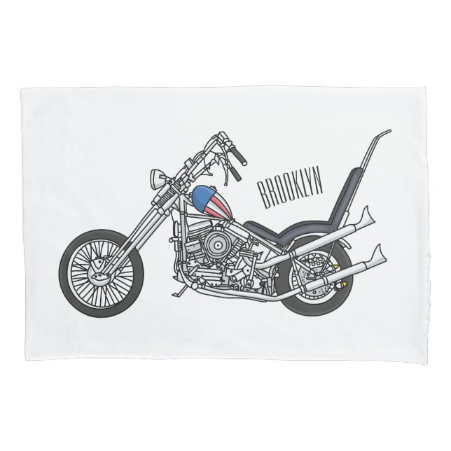 Housse D'oreillers Illustration de Chopper Motorcycle 1950 (devant)
