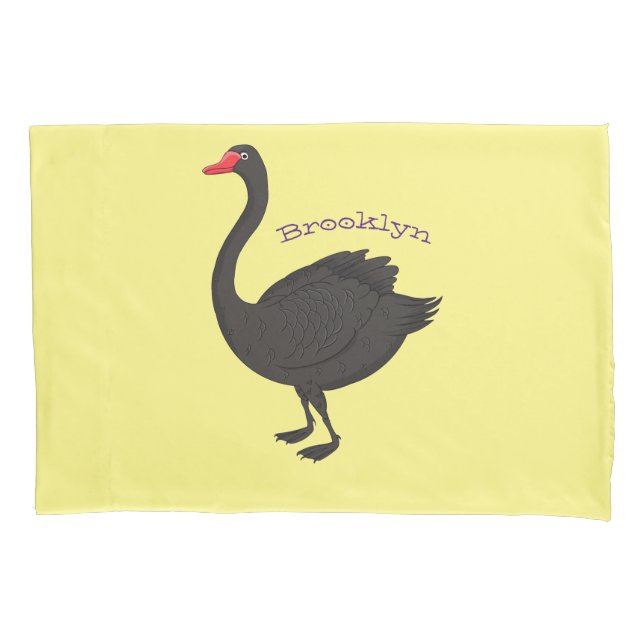 Housse D'oreillers Illustration de cygne noir (devant)