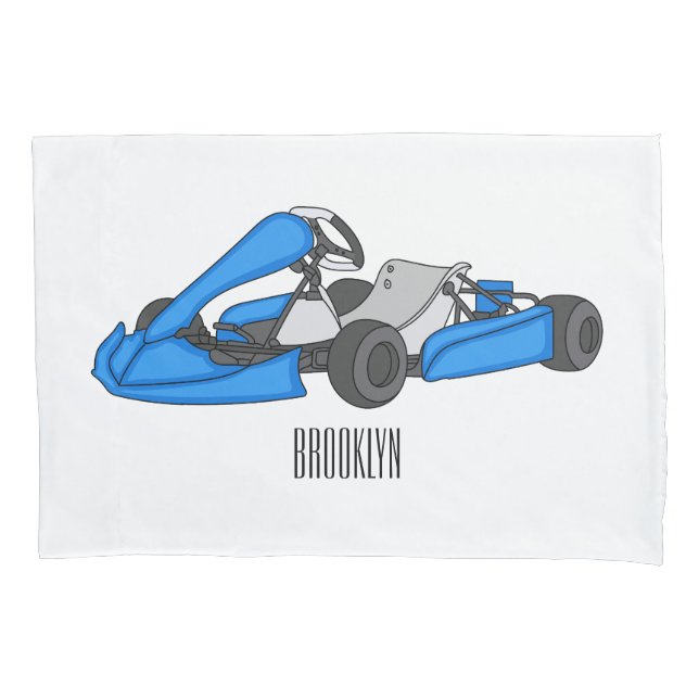 Housse D'oreillers Illustration de dessin animé de course de karting (devant)