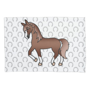 Housse D'oreillers Illustration de dessin animé mignon de cheval trot