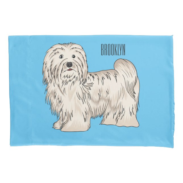 Housse D'oreillers Illustration de dessin de chien de Havan (devant)