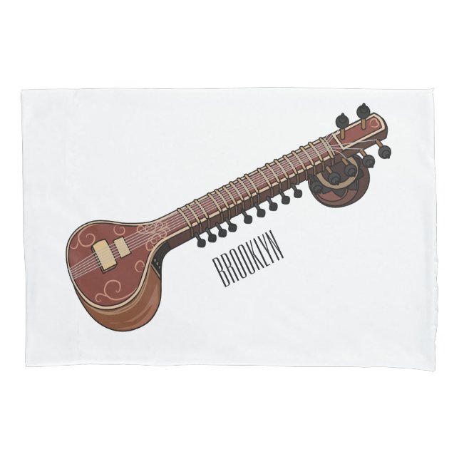 Housse D'oreillers Illustration de dessin de Sitar (devant)