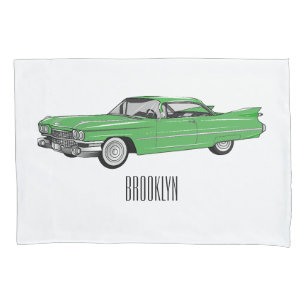 Housse D'oreillers Illustration de dessin de voiture classique 1959