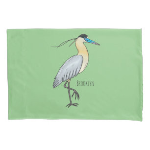 Housse D'oreillers Illustration de dessin d'oiseau de héron plafonné
