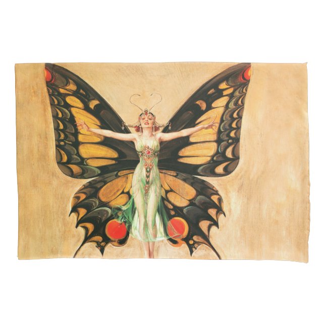 Housse D'oreillers Illustration de femme de Leyendecker papillon Flap (devant)