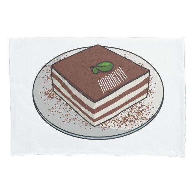 Housse D'oreillers Illustration de gâteau de Tiramisu (devant)