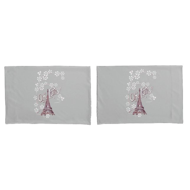 Housse D'oreillers Illustration de la tour Eiffel Rouge profond Oh Pa (devant-Set)