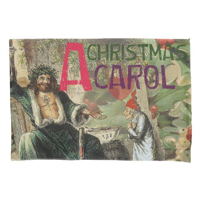 Housse D'oreillers Illustration de l'esprit de Noël présent Scrooge (devant)