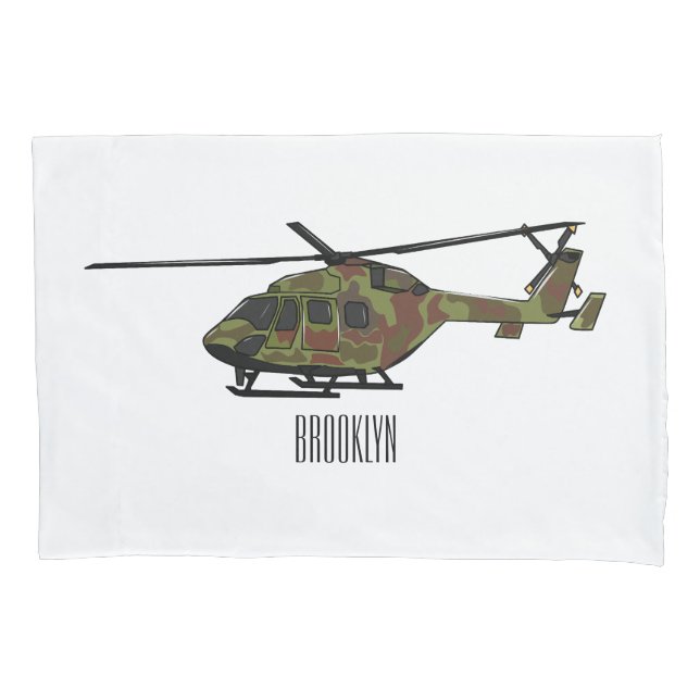 Housse D'oreillers Illustration de l'hélicoptère de l'armée (devant)