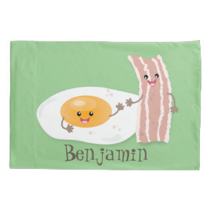 Housse D'oreillers Illustration de l'oeuf de Cute kawaii et du bacon